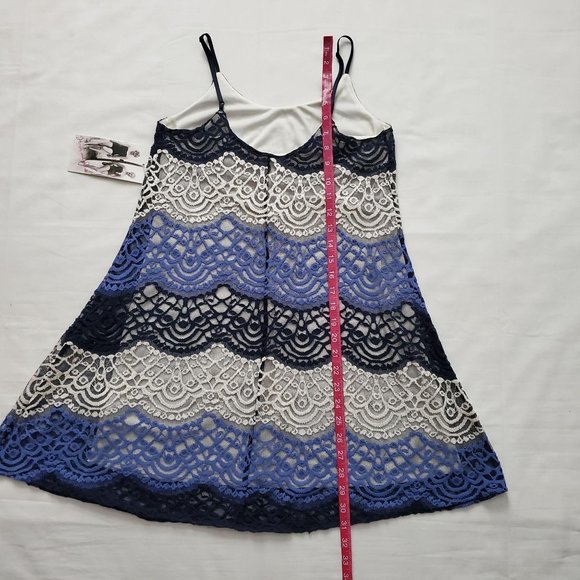 Honey And Rosie Women's White/Blue Lace Overlay Lined Cami Dress Size Small NWT - Picture 8 of 11